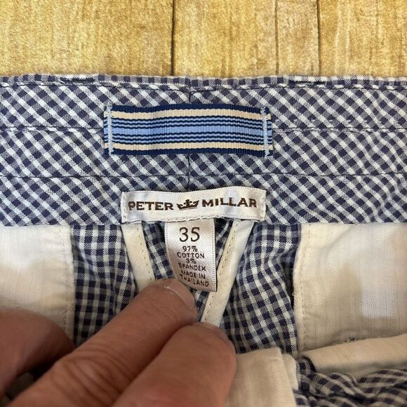 Peter Millar Golf Shorts Mens Size 35 Blue Gingham Microcheck - Picture 5 of 5